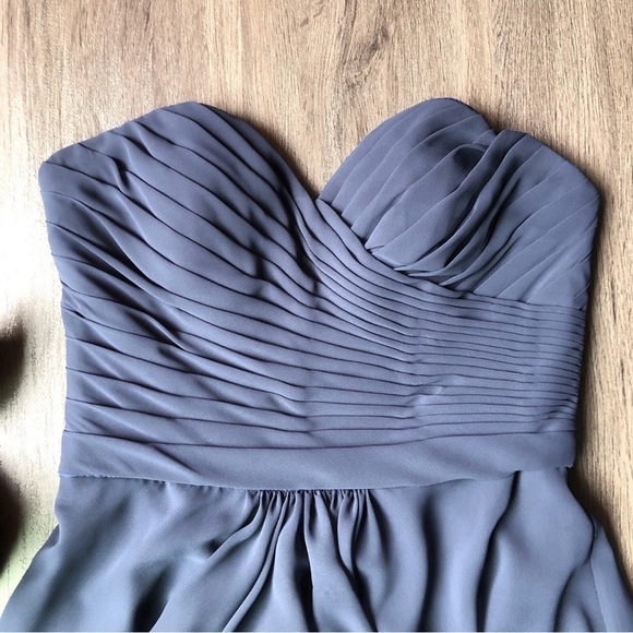 Morilee Madeline Gardner Short Dress Size 2/4 Dusty Blue Draped Chiffon Formal - Picture 2 of 10